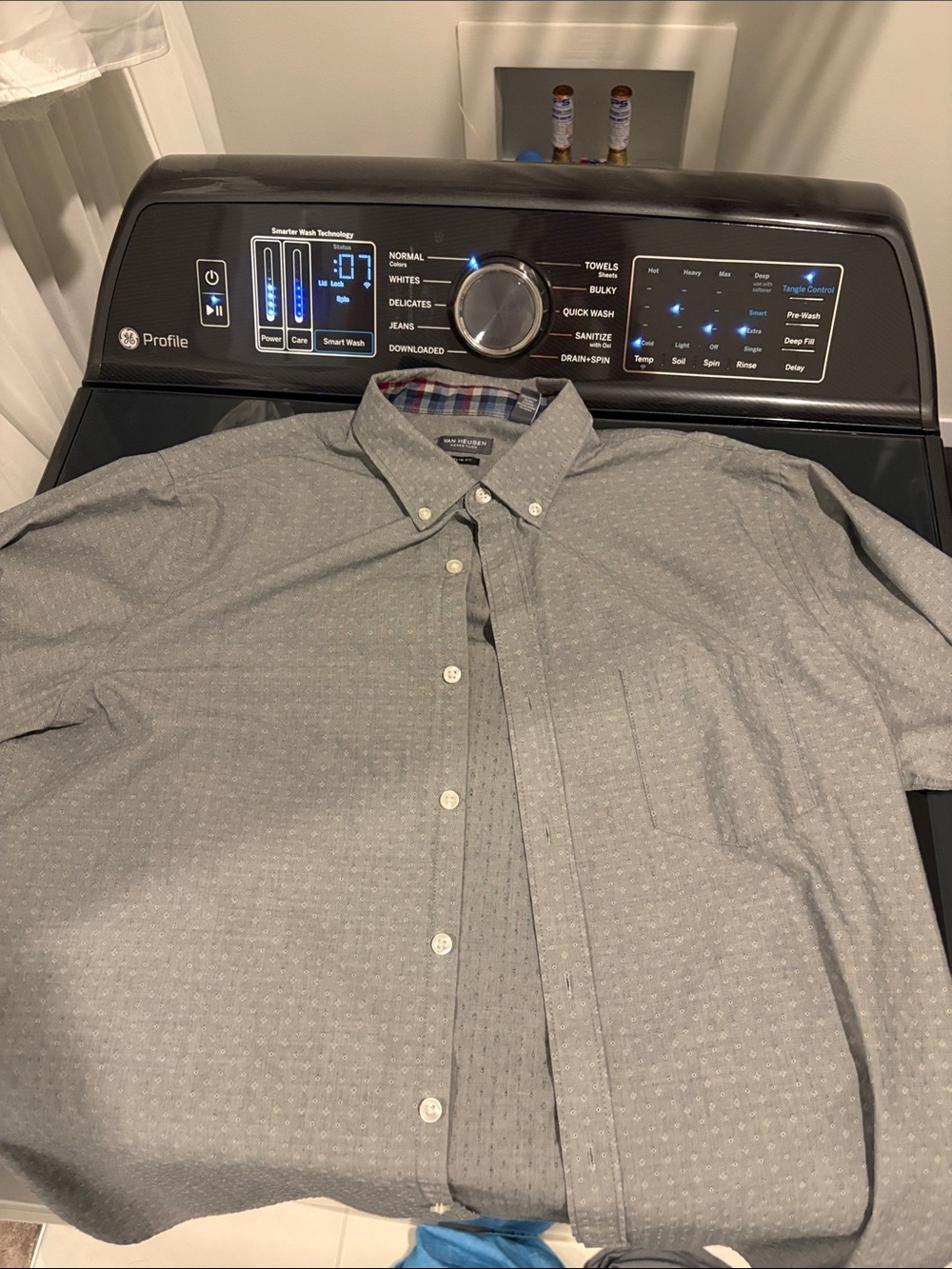 Van Heusen Gray Button-Down with Micro Dot Texture